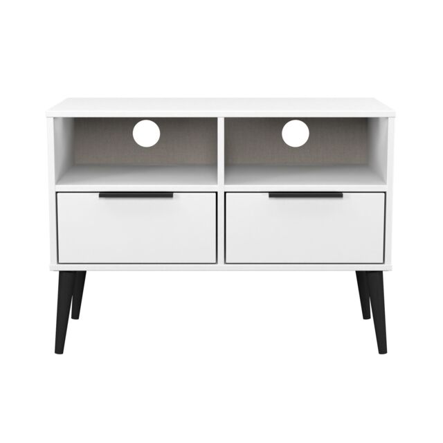 Ready Assembled 2 U Fuji Small Media Unit with Legs (Ready Assembled) in White - image 1