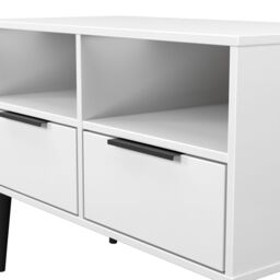 Ready Assembled 2 U Fuji Small Media Unit with Legs (Ready Assembled) in White - thumbnail 4