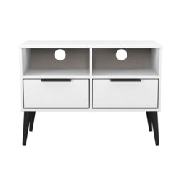 Ready Assembled 2 U Fuji Small Media Unit with Legs (Ready Assembled) in White - thumbnail 1