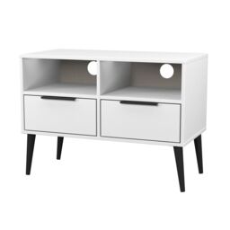 Ready Assembled 2 U Fuji Small Media Unit with Legs (Ready Assembled) in White - thumbnail 3