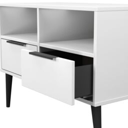 Ready Assembled 2 U Fuji Small Media Unit with Legs (Ready Assembled) in White - thumbnail 5