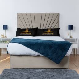 UK Bed Furniture Sunrise Divan Bed with 4 Drawers & 26 Inch headboard in Light Beige - Size: Small Double - thumbnail 2