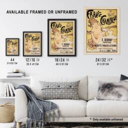 "Artery8 France Champagne Vintage Advert Bonnard Wall Art Poster Print in Yellow - Size: W24"" x H32""" - thumbnail 3