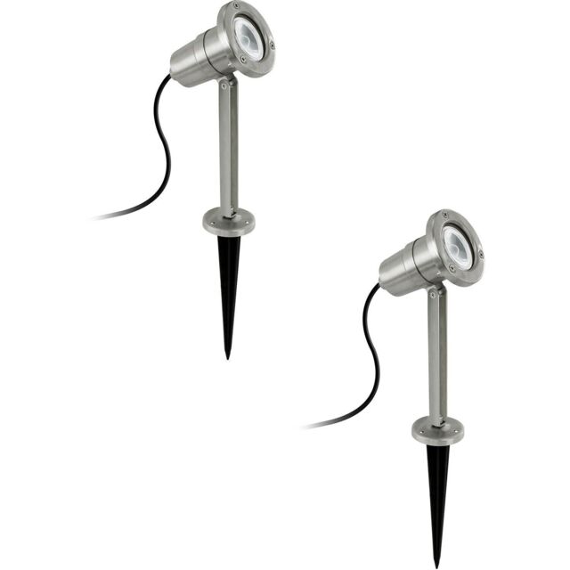 Loops 2 PACK IP54 Outdoor Bollard Light Stainless Steel 5W GU10 Driveway Lamp Post in Metallics - image 1