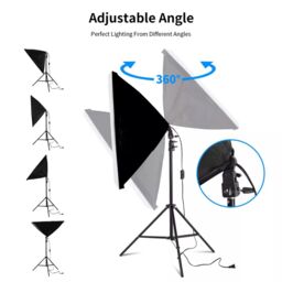 VOGREX 2PCS Softbox Lighting Kit Video Photo Soft Box Continuous Light Stand Studio in Black - thumbnail 5