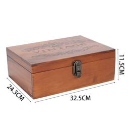 ExtraStar Lockable Flip-Top Wooden Storage Chest, Retro Style for Jewelry in Brown - thumbnail 3
