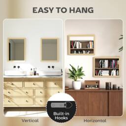 HOMCOM 30 x 40 cm Wall Bathroom Mirror, Vanity Mirror, Set of 2 in Natural - Size: 40 cm x 30 cm - thumbnail 5
