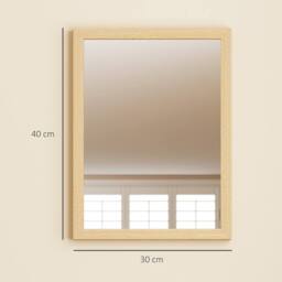 HOMCOM 30 x 40 cm Wall Bathroom Mirror, Vanity Mirror, Set of 2 in Natural - Size: 40 cm x 30 cm - thumbnail 3
