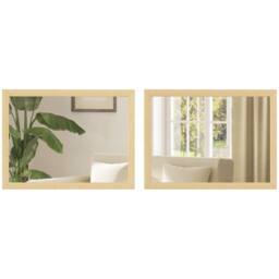 HOMCOM 30 x 40 cm Wall Bathroom Mirror, Vanity Mirror, Set of 2 in Natural - Size: 40 cm x 30 cm - thumbnail 2