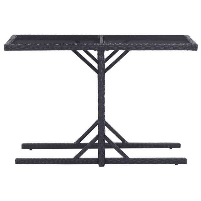 Berkfield Home Garden Table Black 110x53x72 cm Glass & Poly Rattan - Size: 110 x 53 x 72 cm - image 1