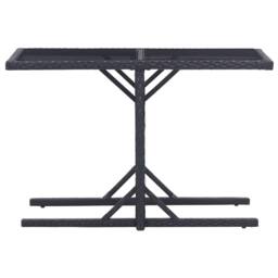 Berkfield Home Garden Table Black 110x53x72 cm Glass & Poly Rattan - Size: 110 x 53 x 72 cm