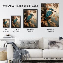 Artery8 Kingfisher By George Sinclair Vintage Botanical Earthy Aesthetic River Bird Artwork Framed Wall Art Print A4 in Black - thumbnail 3