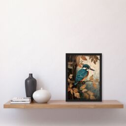 Artery8 Kingfisher By George Sinclair Vintage Botanical Earthy Aesthetic River Bird Artwork Framed Wall Art Print A4 in Black - thumbnail 4
