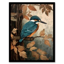 Artery8 Kingfisher By George Sinclair Vintage Botanical Earthy Aesthetic River Bird Artwork Framed Wall Art Print A4 in Black - thumbnail 1