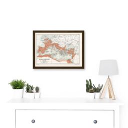 Artery8 Map Antique Bartholemew Rome Roman Empire Mediterranean Artwork Framed Wall Art Print A4 in Brown - thumbnail 2