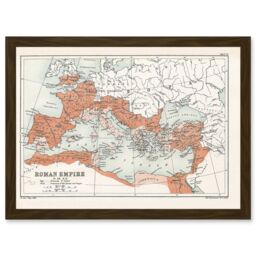 Artery8 Map Antique Bartholemew Rome Roman Empire Mediterranean Artwork Framed Wall Art Print A4 in Brown - thumbnail 1