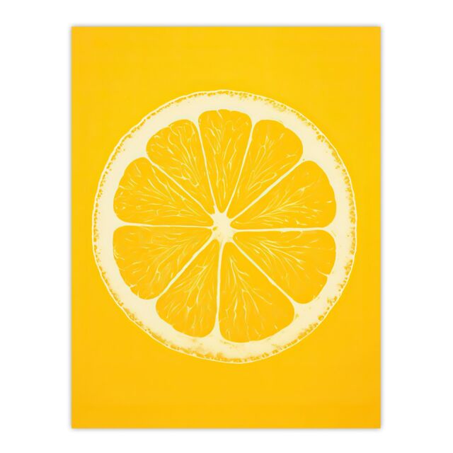 "Artery8 Wall Art Print Lemon On Citron On Yellow Monotone Minimalist Kitchen Interior Decor Poster - Size: W12"" x H16""" - image 1