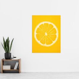 "Artery8 Wall Art Print Lemon On Citron On Yellow Monotone Minimalist Kitchen Interior Decor Poster - Size: W12"" x H16""" - thumbnail 4