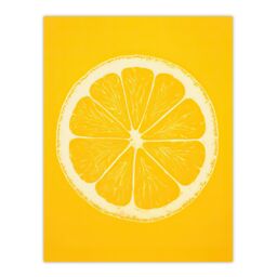 "Artery8 Wall Art Print Lemon On Citron On Yellow Monotone Minimalist Kitchen Interior Decor Poster - Size: W12"" x H16""" - thumbnail 1