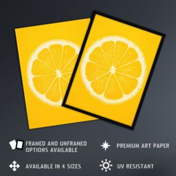"Artery8 Wall Art Print Lemon On Citron On Yellow Monotone Minimalist Kitchen Interior Decor Poster - Size: W12"" x H16""" - thumbnail 2