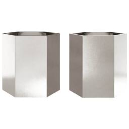 Berkfield Home Garden Planter 2 pcs Hexagon 46x40x45 cm Stainless Steel in Silver - Size: 46 x 40 x 45 cm