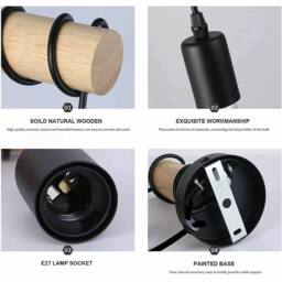 SPETLEK Plug In Wall Light Adjustable Wood Arm Reading Bedside Lamp in Black - thumbnail 2