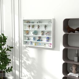 HOMCOM 5-Tier Wall Mounted Cabinet Display Shelf Unit w/ Adjustable Shelves Glass Doors in White - Size: Small - thumbnail 1