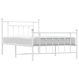 Berkfield Home Metal Bed Frame with Headboard & Footboard White 107x203 cm - thumbnail 4