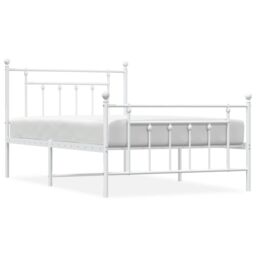 Berkfield Home Metal Bed Frame with Headboard & Footboard White 107x203 cm - thumbnail 2