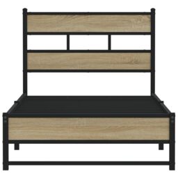 Berkfield Home Metal Bed Frame without Mattress Sonoma Oak 75x190 cm Small Single in Brown - thumbnail 4