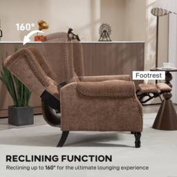HOMCOM Recliner Armchair for Living Room Reclining Chair with Footrest in Brown - thumbnail 4