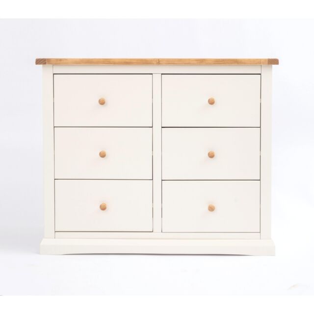 Cabinet Bits Castelli 6 Drawer Chest of Drawers Wood Knob in Off-White - image 1