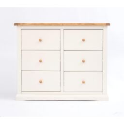 Cabinet Bits Castelli 6 Drawer Chest of Drawers Wood Knob in Off-White - thumbnail 1