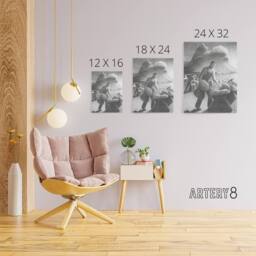 "Artery8 Approaching Storm in Wheat Field Grant Wood Canvas Wall Art Print in Grey - Size: W12"" x H16""" - thumbnail 4