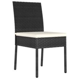 Berkfield Home Garden Dining Chairs 4 pcs Poly Rattan Black - thumbnail 1
