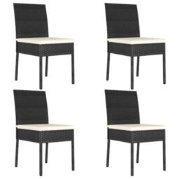 Berkfield Home Garden Dining Chairs 4 pcs Poly Rattan Black - thumbnail 2