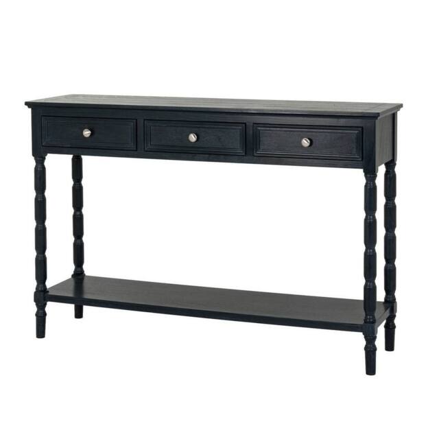 Lemon Pavilion Furniture and Decor Contour Collection 3 Drawer Console Table - L33xW120xH80 cm - Black