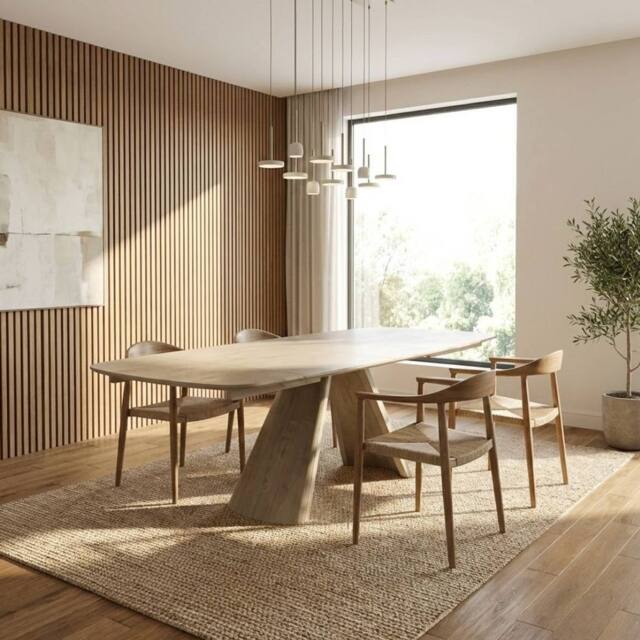 HOME LUXE INTERIOR Gstaad Beige Ceramic Extending Dining Set 6 Swivel Chairs 160-240cm - image 1