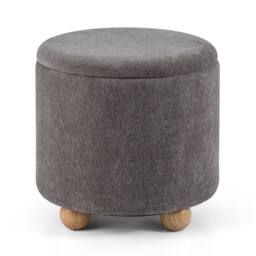 Havendro 45CM Chenille Round Storage Ottoman Footrest Stool in Grey