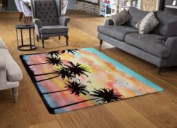 Benjamin Tate Design Palm Trees At Sunset Rug in Natural - Size: Large - thumbnail 2