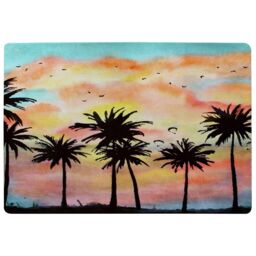 Benjamin Tate Design Palm Trees At Sunset Rug in Natural - Size: Large - thumbnail 1