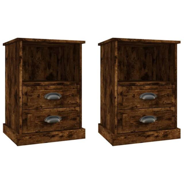 Berkfield Home Bedside Cabinets 2 pcs Smoked Oak 43x36x60 cm in Brown - Size: 43 x 36 x 60 cm - image 1