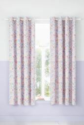 Catherine Lansfield 'Fairytale Unicorn' Reversible Lined Eyelet Curtains in Pink - Size: 168 cm width x 183 cm drop - thumbnail 2