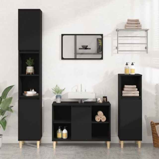 Berkfield Home Sink Cabinet Black 80x33x60 cm Engineered Wood - Size: 80 x 33 x 60 cm - image 1