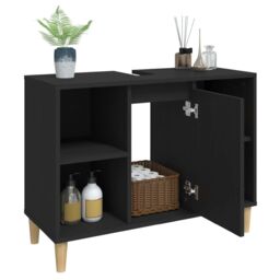 Berkfield Home Sink Cabinet Black 80x33x60 cm Engineered Wood - Size: 80 x 33 x 60 cm - thumbnail 5