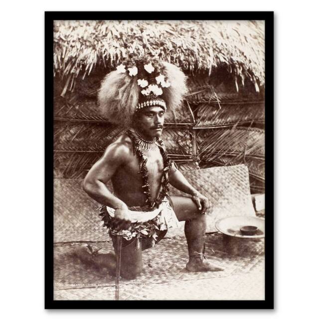 Artery8 Burton Brothers Malietoa High Chief Mulianga Framed Wall Art Print in Brown - Size: A4 - image 1