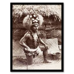 Artery8 Burton Brothers Malietoa High Chief Mulianga Framed Wall Art Print in Brown - Size: A4 - thumbnail 1
