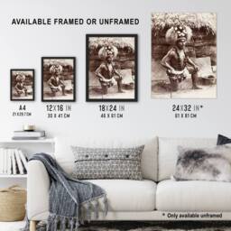 Artery8 Burton Brothers Malietoa High Chief Mulianga Framed Wall Art Print in Brown - Size: A4 - thumbnail 3