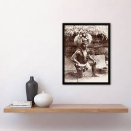 Artery8 Burton Brothers Malietoa High Chief Mulianga Framed Wall Art Print in Brown - Size: A4 - thumbnail 4