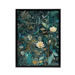 "Artery8 Birds in Blooming Wildflower Field Framed Canvas Wall Art Print in Blue - Size: W12"" x H16""" - thumbnail 1